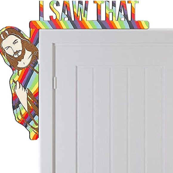 Door Frame Jesus I Saw That, Creative Funny Door Corner Hanger, Home Decor - Picture 7 of 7